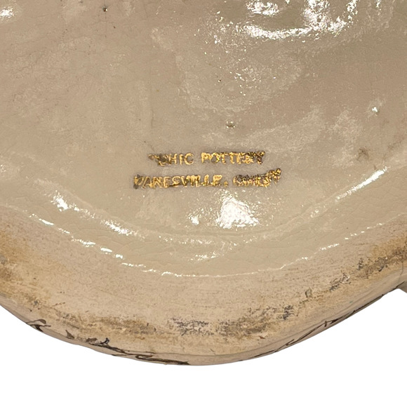 Chic Pottery Vase Four Leaf Clover Gold Gilt‎ Floral Zanesville Ohio 11.5" - Picture 10 of 10